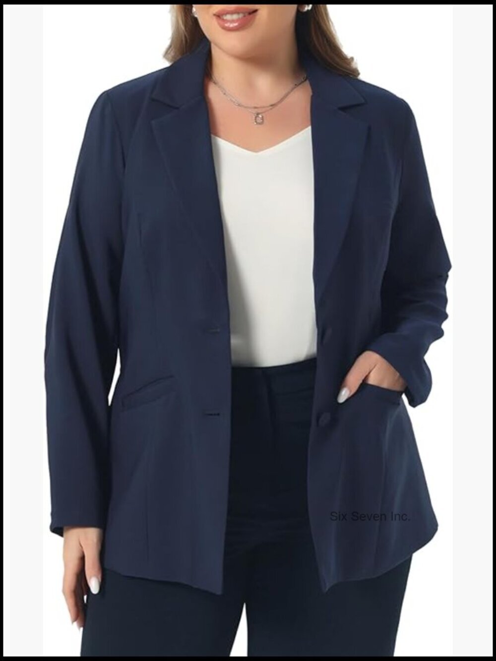 Plus Size Notched Lapel Blazer Business Casual Suit Jacket Work